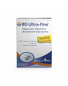 Aguja para insulina bd ultrafine 31x8 c/10
