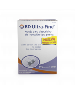 Aguja bd ultrara fine desech 31x5 c/10    