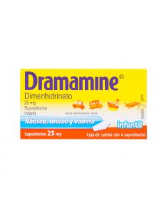 Imagen del medicamento Dramamine infantil 25 mg con 4 supositorios