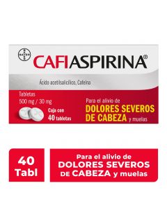 Cafiaspirina analgã©sico 40 tabletas