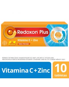 Redoxon Plus Vitamina C + Zinc, 10 tabletas efervescentes sin azúcar
