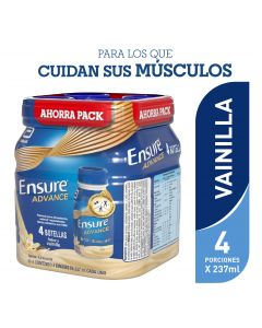 Ensure advance sabor vainilla 237ml liquido 4 pack   