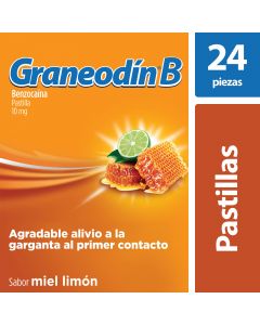 Imagen del medicamento Graneodin-B 10mg oral Miel-Limon 24 Pastillas