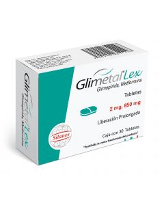 Glimetal Lex 2 mg / 850 mg  con 30 tabletas