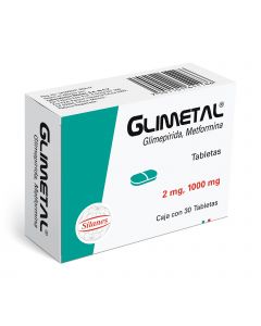 Glimetal 2 mg /1000 con 30 tabletas