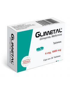 Glimetal 4 mg /1000 con 30 tabletas