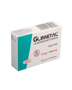 Glimetal 1000mg/2mg oral 16 tabletas   