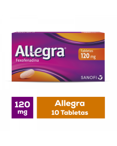 Allegra ® 120 mg antihistamínico para el tratamiento de la alergia 10 tabletas