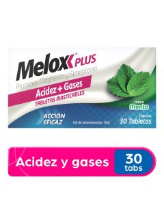 Melox plus antireflujo 30 tabletas sabor menta 