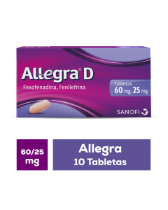 Allegra ® D antihistamínico para el tratamiento de la alergia 10 tabletas