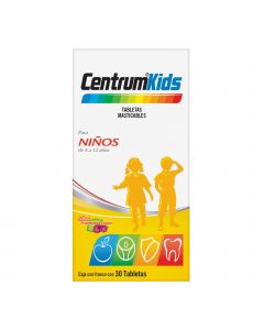 Centrum Multivitamínico Kids sabor Frambuesa-Limón 30 tabletas