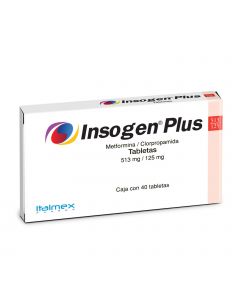 Insogen Plus 513/125 mg Clorpropamida y Metformina 40 tab