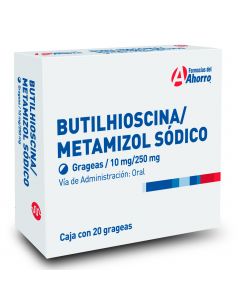 Butilhioscina/Metamizol 10 mg/ 250 mg oral 20 grageas Marca Del Ahorro