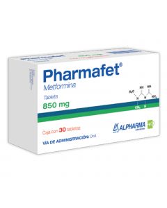 Pharmafet 850 mg oral 30 tabletas