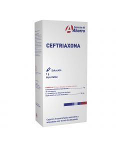 Imagen del medicamento Marca del Ahorro  ceftriaxona 1 g iv 10 ml   fa