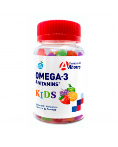 Omega 3 Y Vitaminas Kids 60 Gomitas Marca Del Ahorro