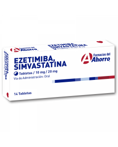 Imagen del medicamento Marca del Ahorro  Ezetimiba/simvast 10mg/20mg 14 tabletas