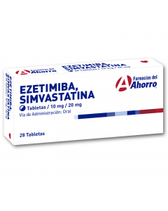 Imagen del medicamento Marca del Ahorro  Ezetimiba/simvast 10mg/20mg 28 tabletas