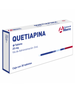 Quetiapina 25 mg 30 tabletas Marca del Ahorro
