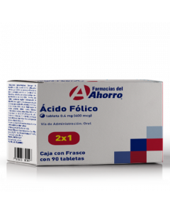 Ácido Fólico 0.4 mg Duo Pack 90 tabletas Marca del Ahorro