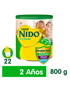 Alimento a base de leche para niños NIDO Pre-Escolar 2+ 800g de 2 años en adelante