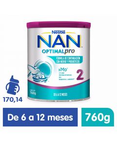 Fórmula para lactantes NAN 2 Optimal Pro, 6 a 12 Meses, 760g