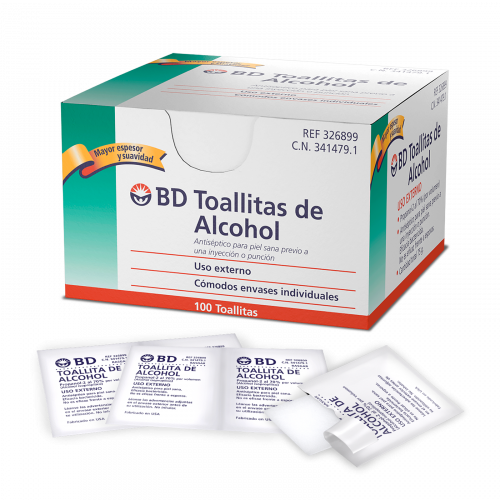 Farmacias del Ahorro  Toallitas de alcohol BD caja c/100 pzas