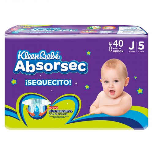 Farmacias del Pañal KleenBebé Absorsec talla jumbo Unisex 40 piezas Tienda en línea a todo México