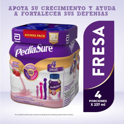 Farmacias del Ahorro, Pediasure Plus sabor fresa 4 Pack 237 ml Cada uno