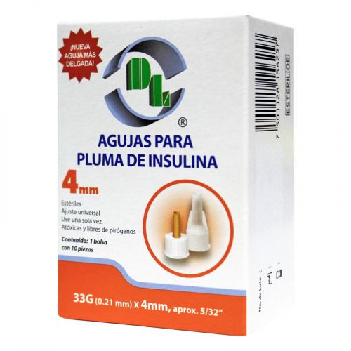 Farmacias del Ahorro, Agujas Para Pluma de Insulina 33 g x 4 mm 10 piezas